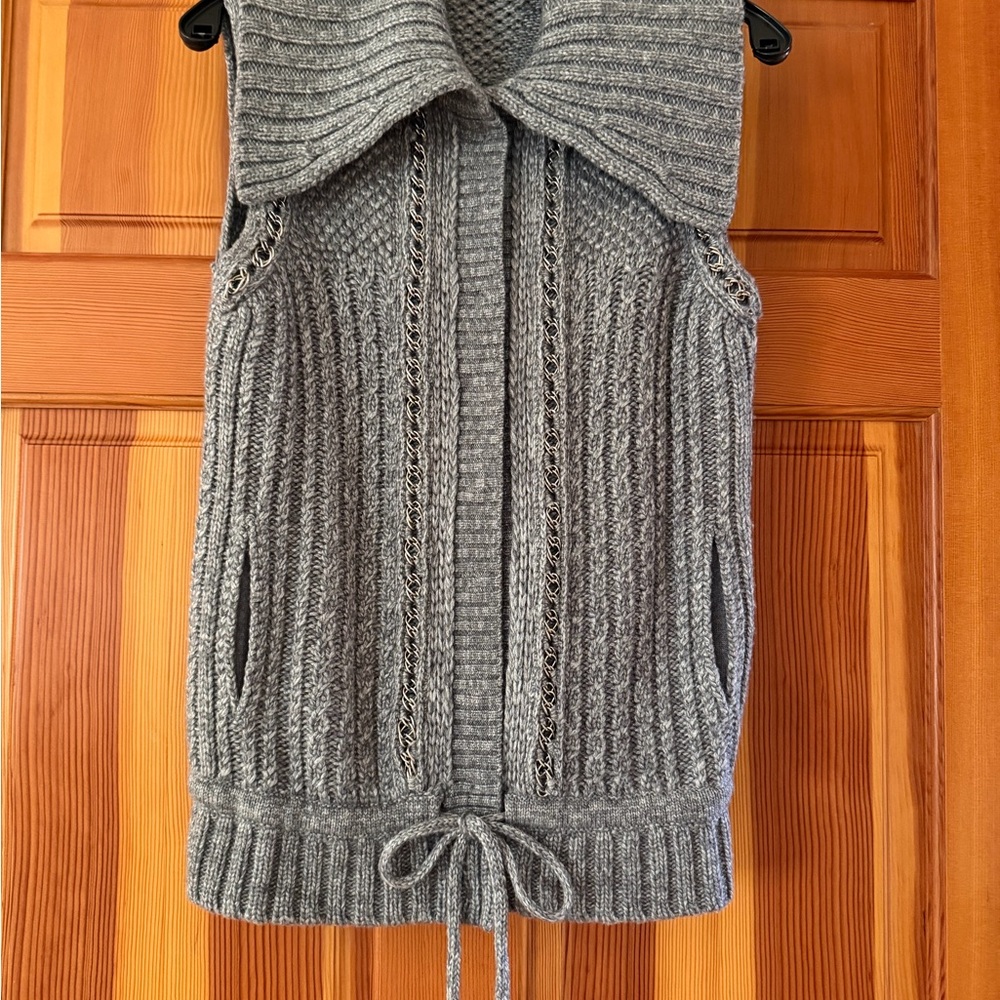 Elie Tahari Gray Cowl Neck Sweater Vest